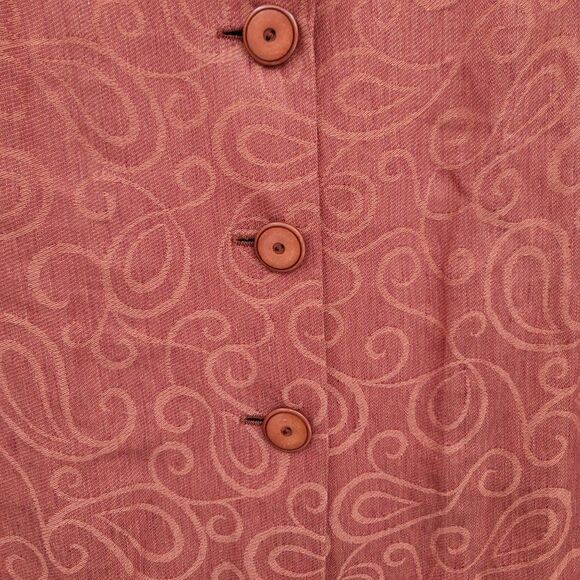 Vtg Escada Blazer Linen Longline Scroll Embossed Terracotta Single Breast Sz 8 - Picture 5 of 10